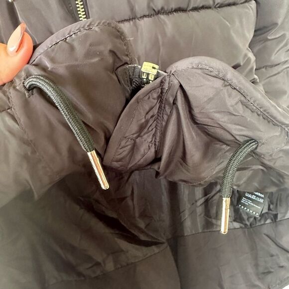 Topshop Nordstrom Removable Faux Fur Hoodie Puffer Zip Up Drawstring Jacket 4 - Picture 6 of 11